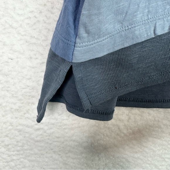 LOGO by Lori Goldstein Tunic Top 1XP Blue Colorblock 3/4 Sleeve Beachy Stretchy - Picture 7 of 12